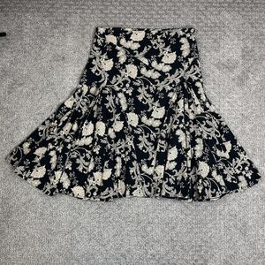 Seventy Six Skirt Womens Medium Black Floral Midi Flare Boho Grunge Whimsigoth